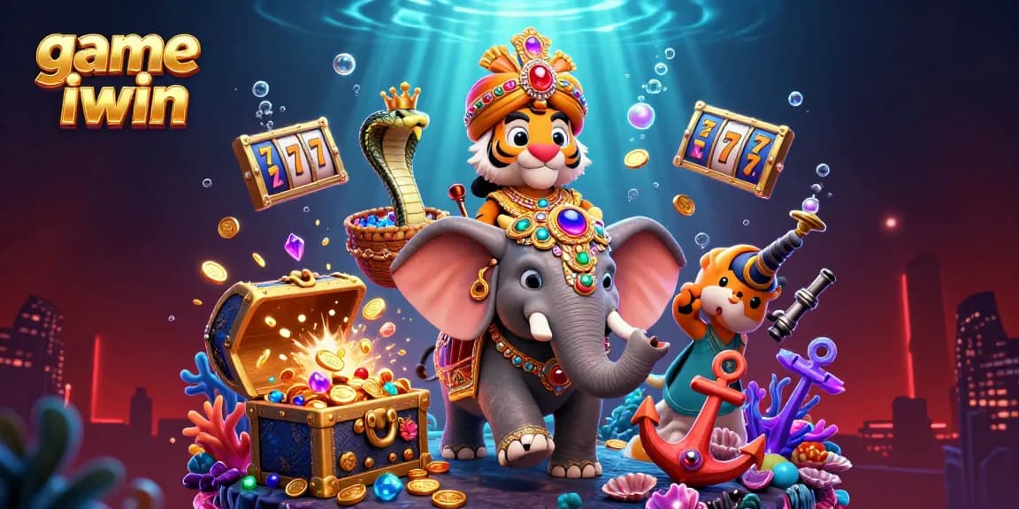 Experience thrilling adventures with game iwin featuring a cartoon maharaja tiger and dynamic casino elements.