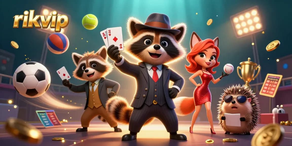 Experience rich gambling excitement with rikvip's vibrant characters and casino elements.