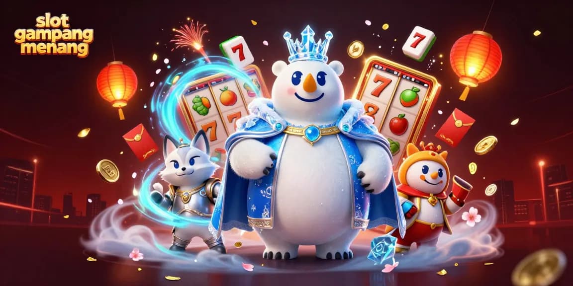 Spin to win with slot gampang menang in this vibrant 3D casino scene filled with energy and excitement.
