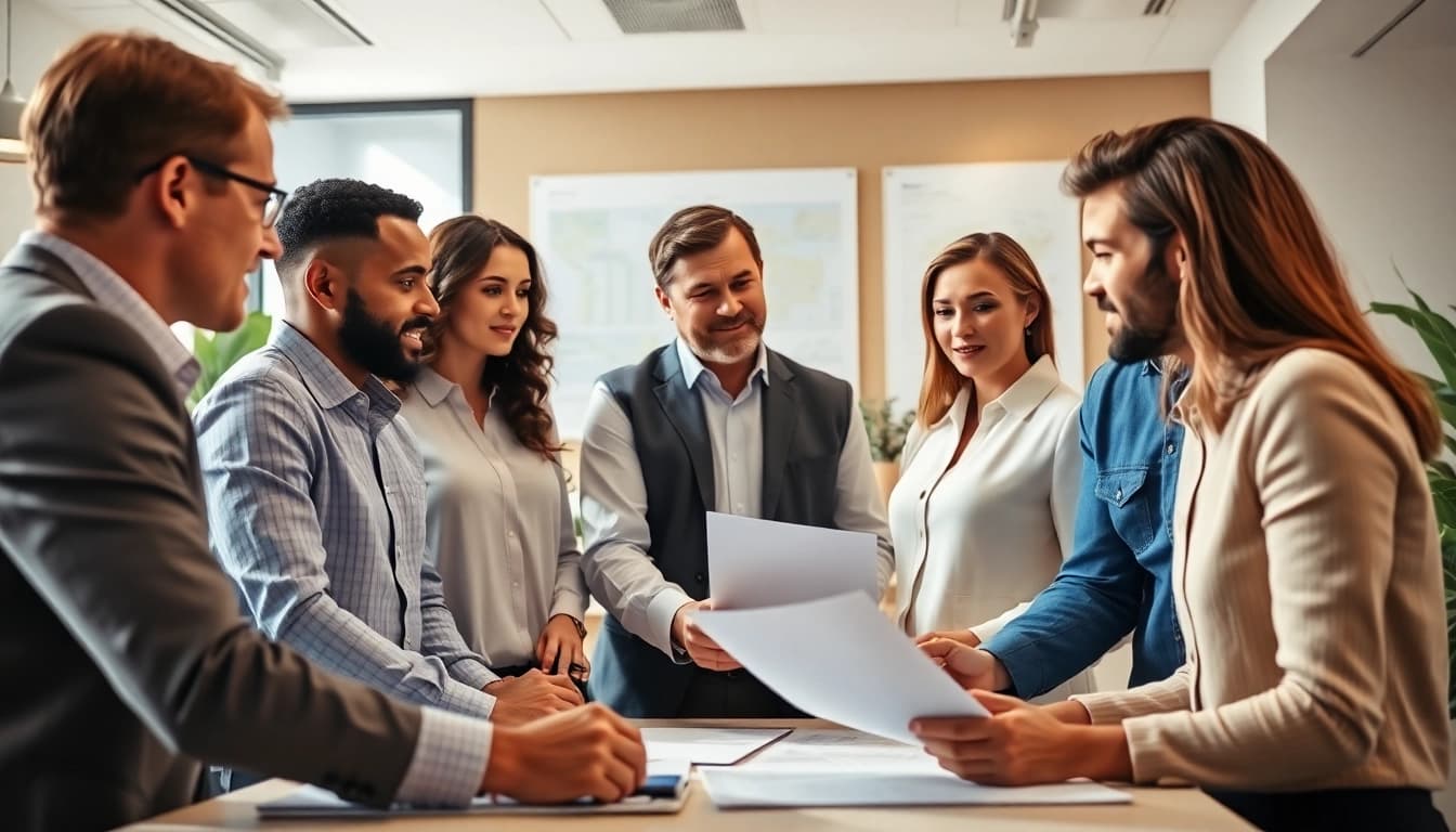 Team collaborating on Title Insurance Services in a modern office setting