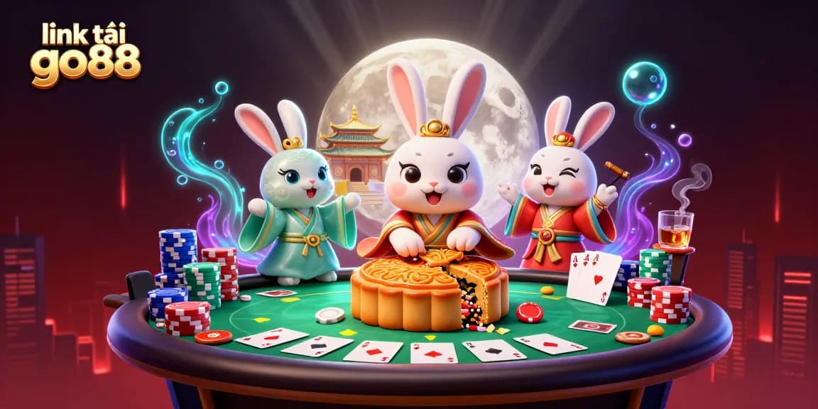 Experience thrilling gaming with link tải go88 featuring a lively scene of the moon rabbit in action.