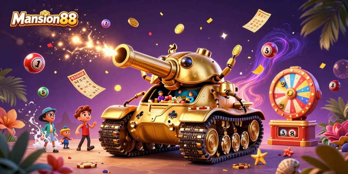 Mansion88 offers an exciting gaming experience with dynamic lottery balls and a golden beetle tank casino.