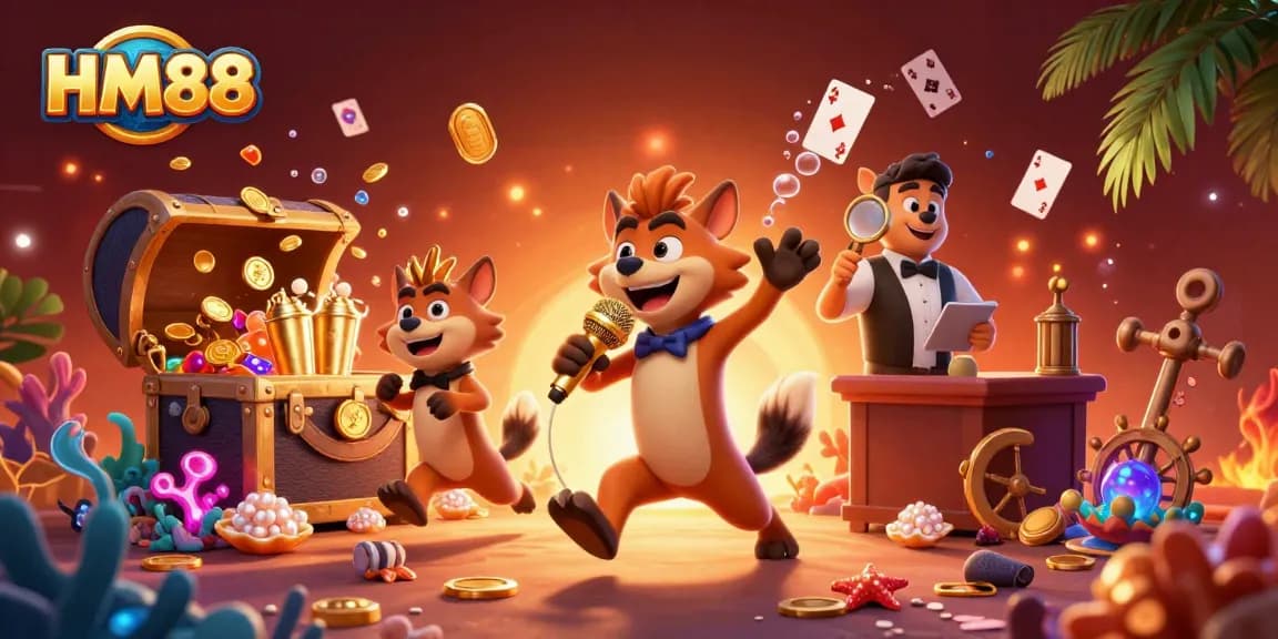 Join the fun at HM88 with comedians and drinks in a vibrant casino scene.