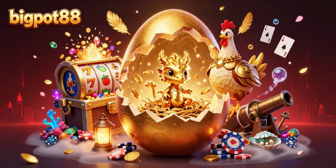Join bigpot88's thrilling gaming adventure, featuring a golden baby dragon and dazzling slot reels.