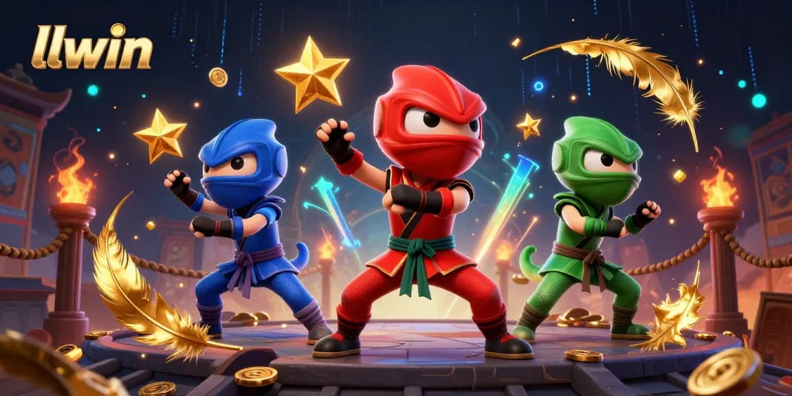 llwin ninja chameleon team in vibrant martial arts scene set against a dynamic gambling backdrop