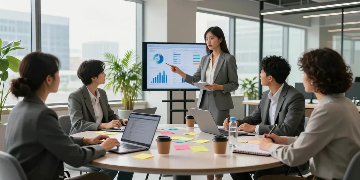 Team collaborating in a modern office setting, see more details about their innovative strategies.