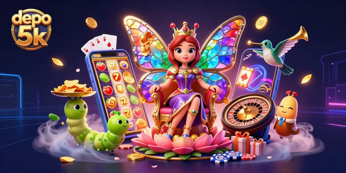 Menggandakan keuntungan depo 5k di situs slot dengan karakter ratu kupu-kupu dan elemen permainan.