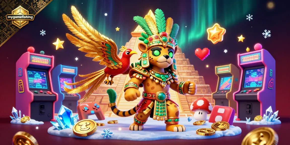Engage in mygamefishing with dynamic arcade elements and a mystical Mayan theme.