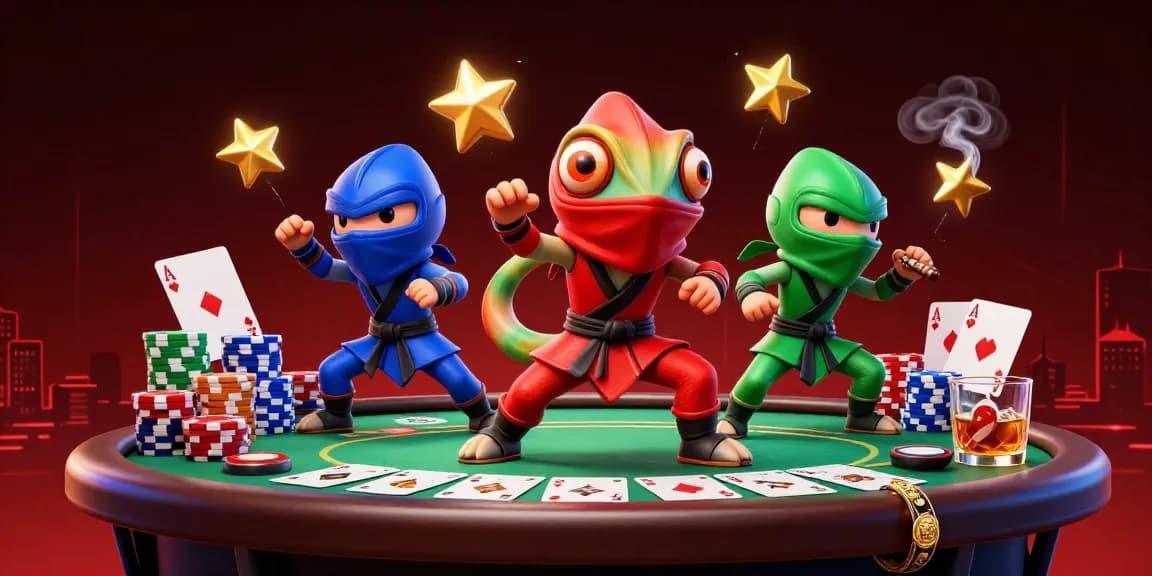 Experience thrilling gameplay with thosantienthuong featuring ninja chameleons and poker action.