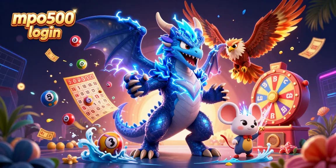 Engage with mpo500 login to experience thrilling games and vibrant lottery elements in an exciting 3D illustration.