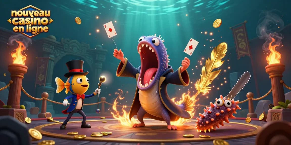 Visuel dynamique du nouveau casino en ligne avec une anguille illuminée réalisant des tours de magie.