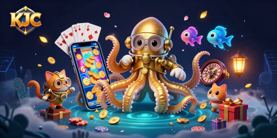 KJC delivers thrilling gaming adventures with a colossal kraken, diving cat, and casino elements.