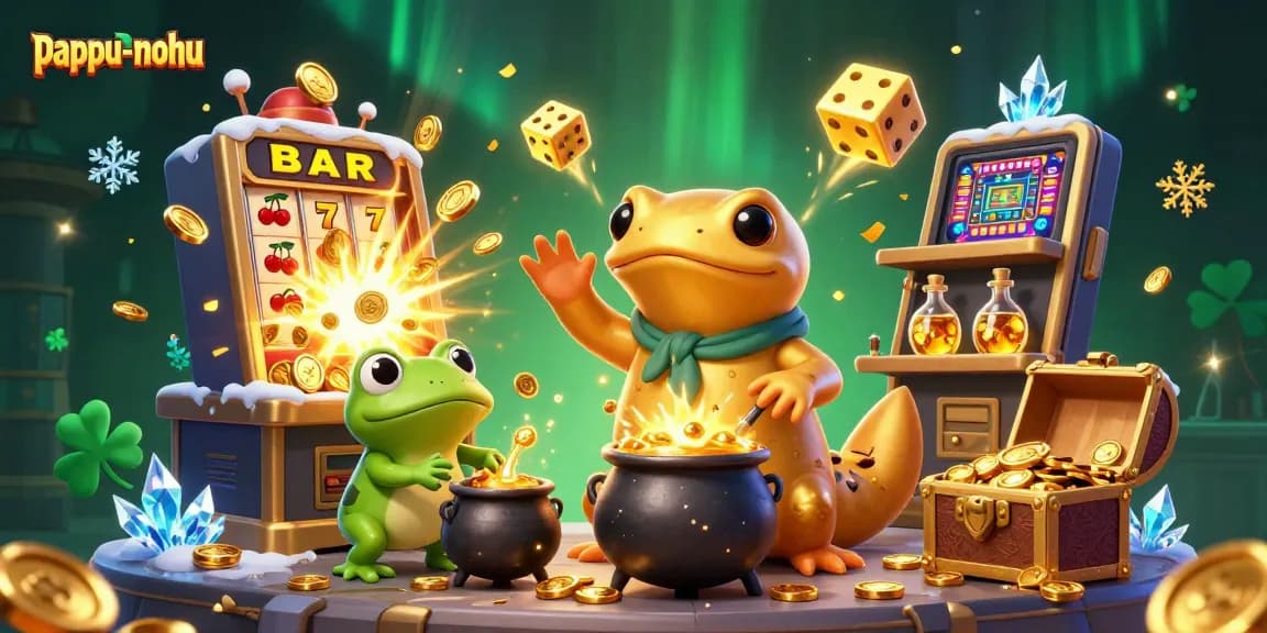 Pappu-nohu game illustration showcasing a vibrant alchemist scene full of gold coins and dynamic casino elements