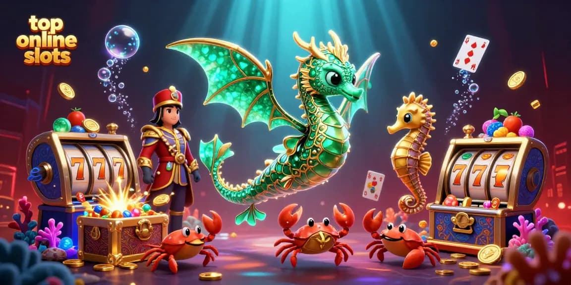 Engage with the top online slots experience in a vibrant underwater casino scene full of treasures.