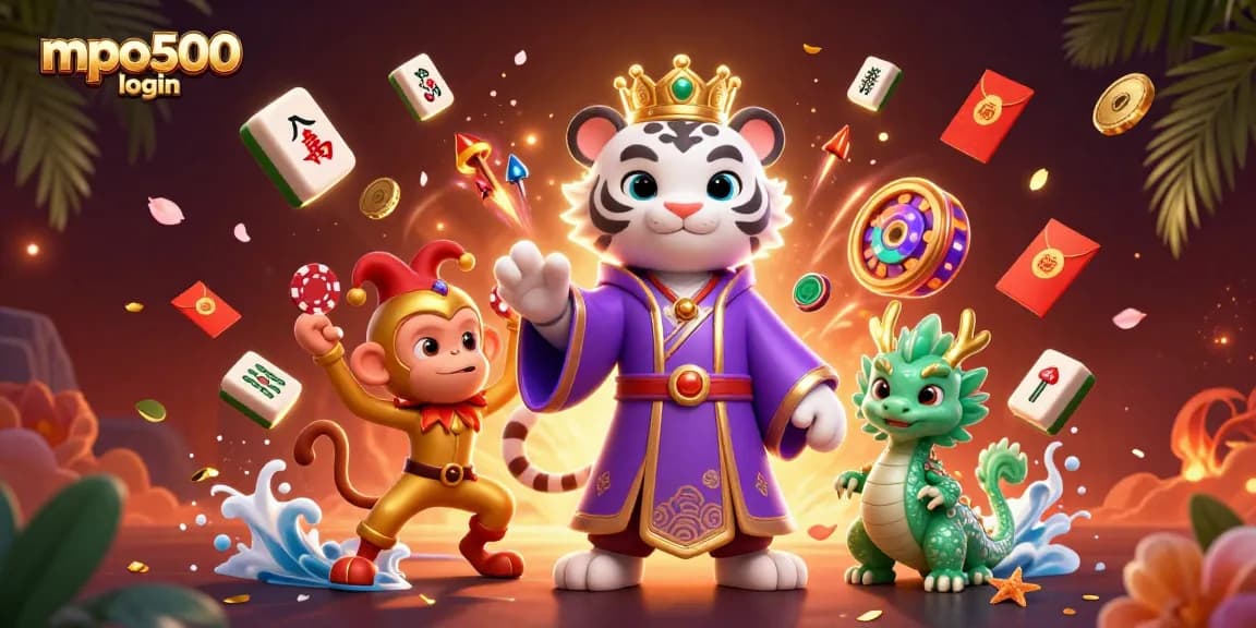 Play and win with mpo500 login featuring vibrant characters and casino elements.