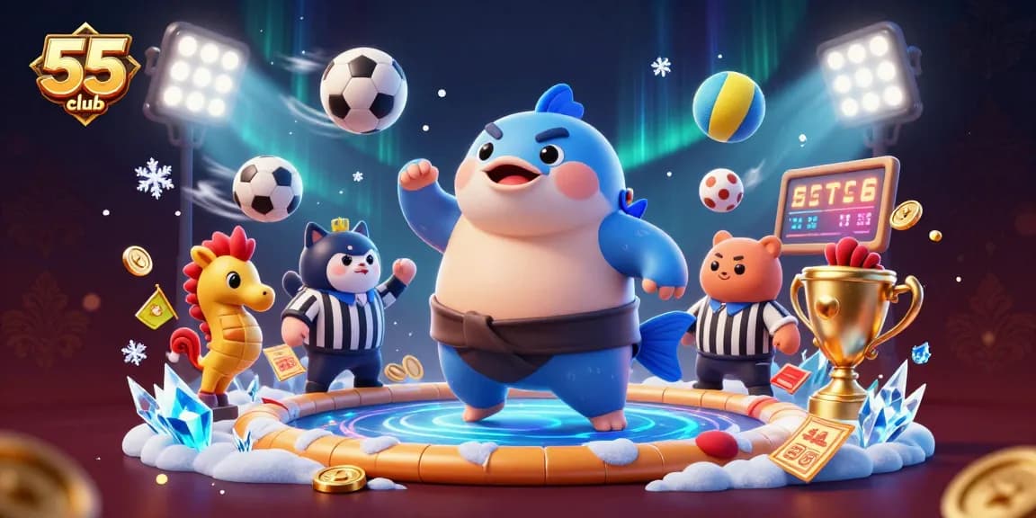 Witness the excitement of 55club with dynamic sports betting elements in a vibrant underwater scene.
