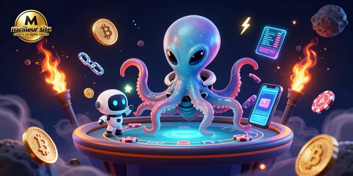 Visualisez l'expérience de jeu sur le meilleur site casino en ligne suisse avec un octopus alien et ses jetons