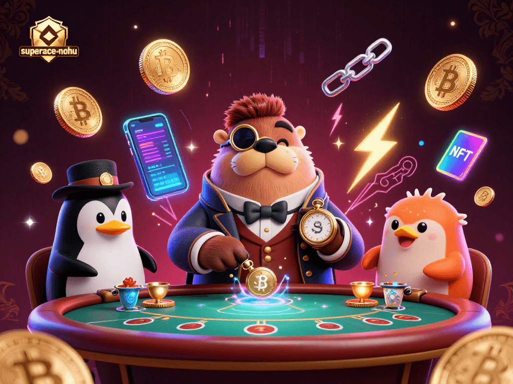 Experience the excitement of superace-nohu game with a stunning 3D illustration showcasing a walrus playing poker.
