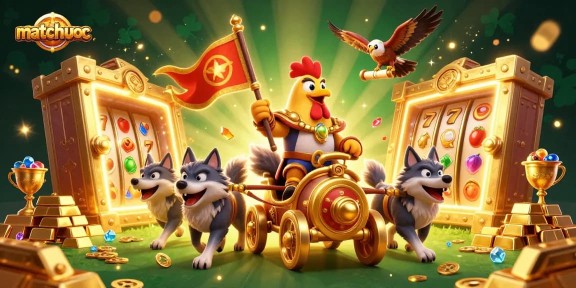 Master the matchuoc experience with the vibrant 3D cartoon casino scene featuring golden treasures.
