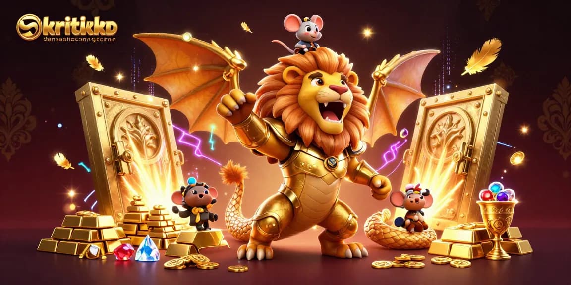 Experience vibrant gameplay at kritikdansarancongtogel with a chimera triumphantly guarding treasure.