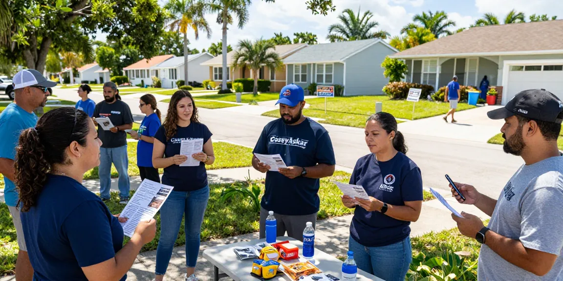 Volunteers canvassing Florida neighborhood discussing Casey Askar's campaign.