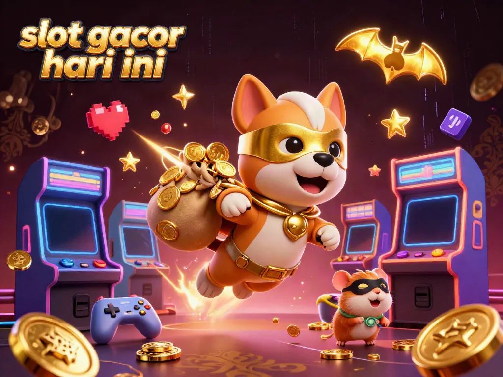 Slot gacor hari ini dengan pahlawan anjing terbang membawa koin emas, menyemarakkan suasana permainan.