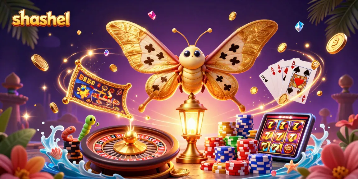 Experience the thrill of shashel with a vibrant 3D casino scene featuring golden wings and dazzling game elements.
