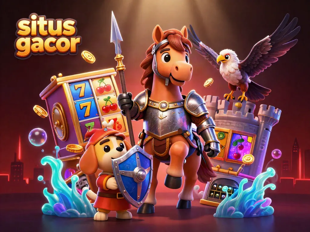 Menikmati keseruan di situs slot gacor dengan pemandangan slot yang berwarna-warni dan karakter yang menarik.