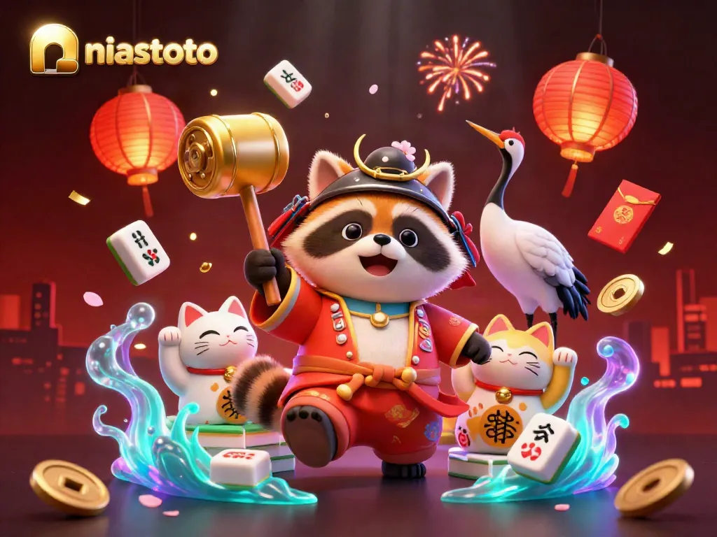 Experience the excitement of niastoto with vibrant characters and festive casino elements in a dynamic 3D scene.