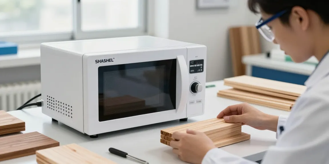 Efficient SHASHEL® microwave technology eliminating wood pests in a professional workshop.