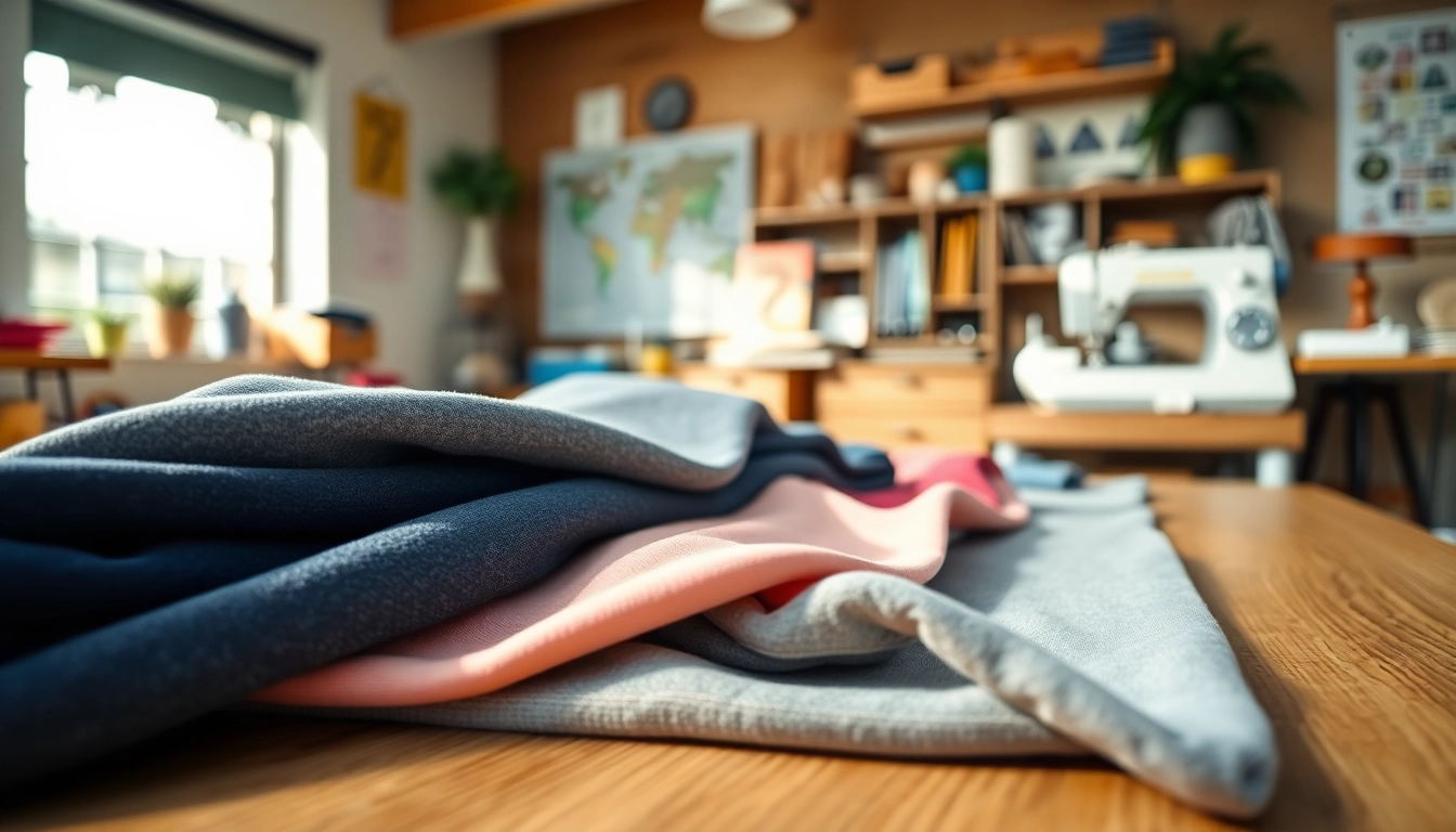 Voorkeur voor Jogging stoffen in een gezellige studio met kleurrijke materialen.