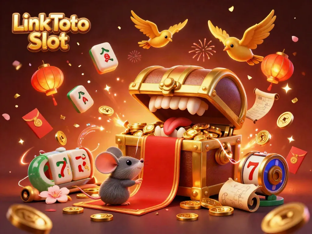 Spintar dan menangkan di Link Toto Slot dengan peti harta karun 3D bertema kasino yang menarik.