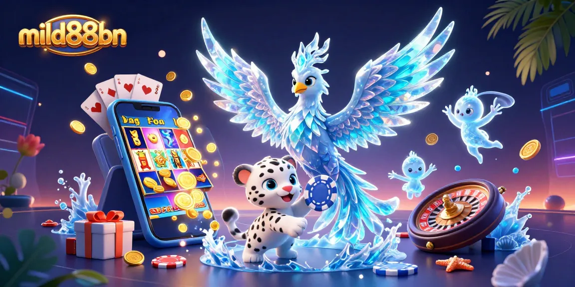 Play and win at mild88bn as the ice phoenix and snow leopard bring luck with vibrant slots and chips.
