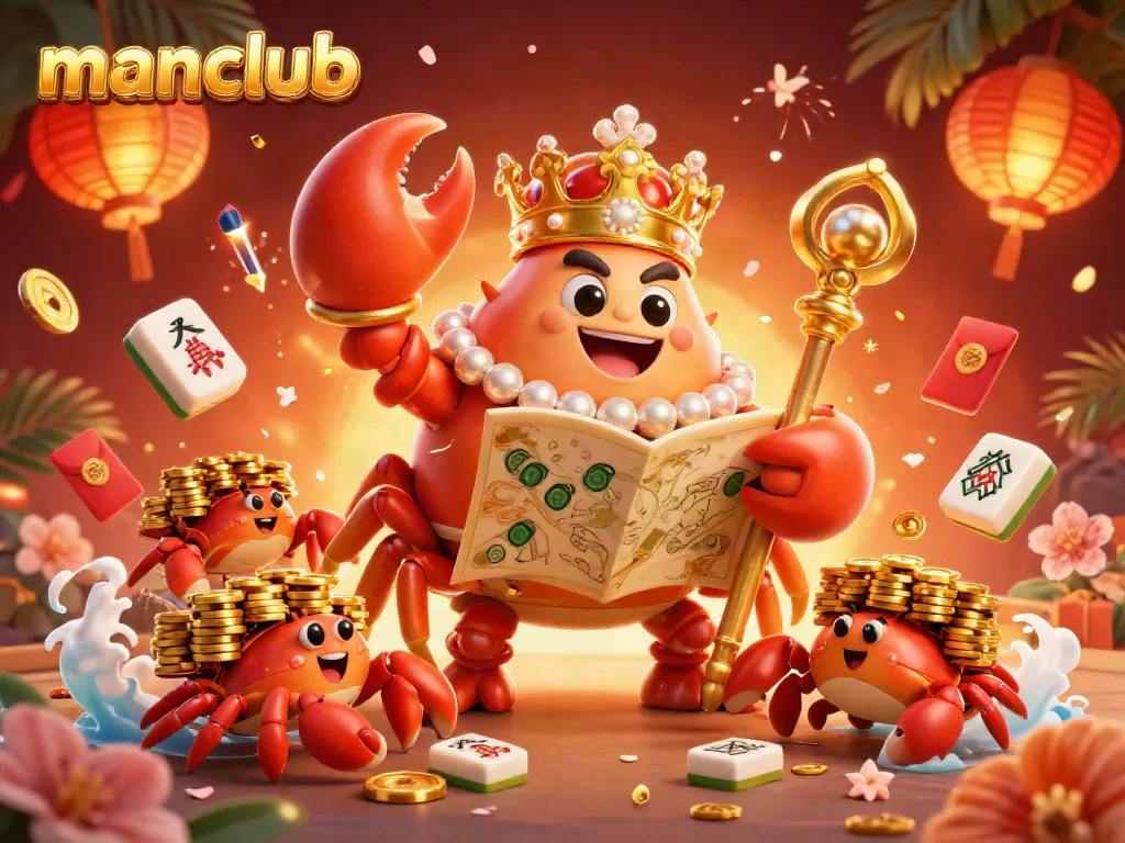 Experience thrilling wins at manclub with the golden crab emperor leading a vibrant casino celebration.