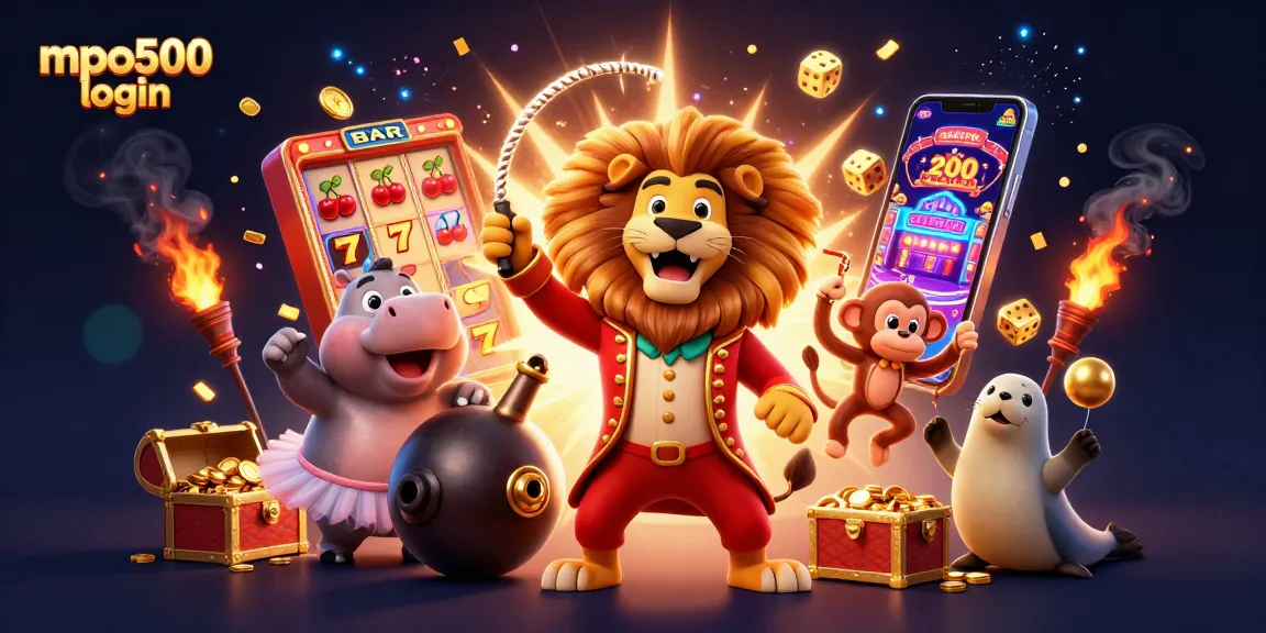 Experience mpo500 login with a vibrant 3D circus-themed casino adventure showcasing lively characters and rich game elements.