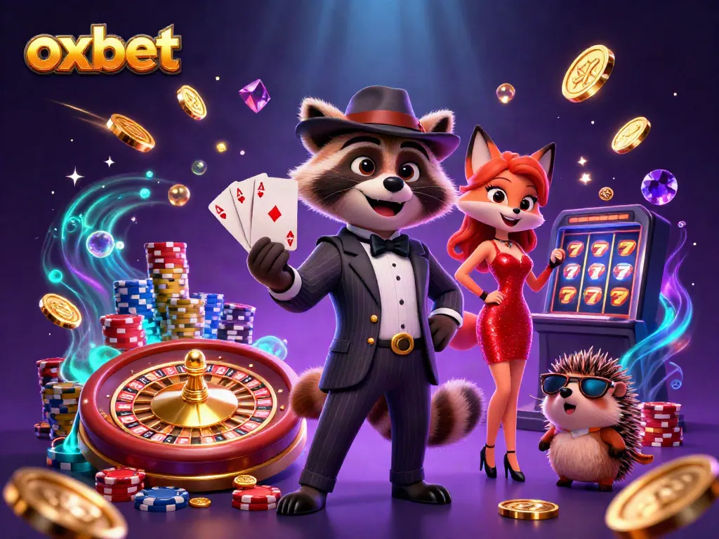 Experience thrilling gameplay at OXBET with vibrant characters, golden coins, and a dynamic casino setting.