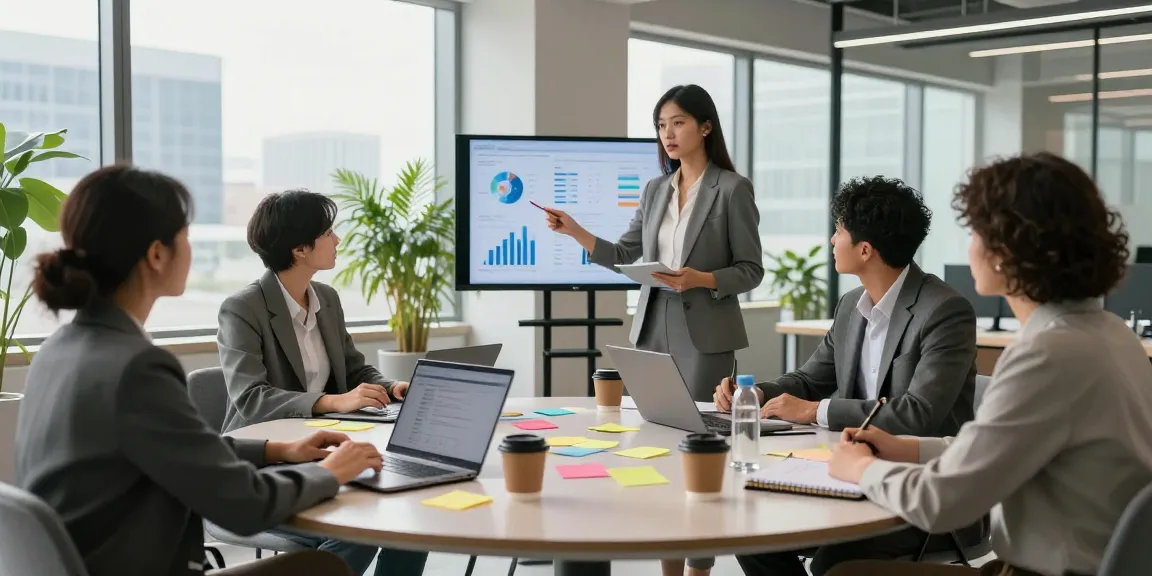 Team collaborating in a modern office setting, see more details about their innovative strategies.