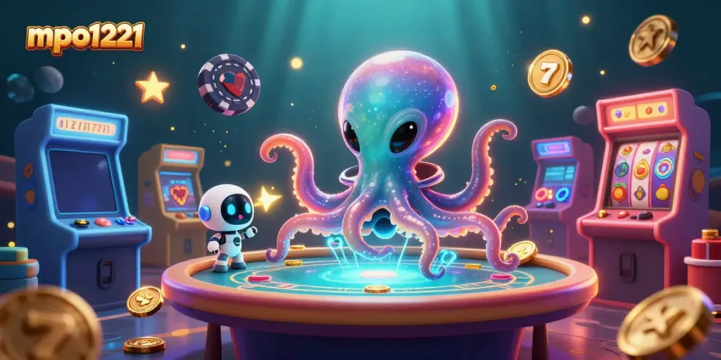 Play exciting slot games at mpo1221 with vivid 3D illustrations showcasing a unique casino experience