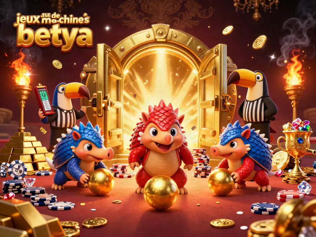 Engage with jeux de machines à sous betya in this animated 3D casino scene of battling pangolins.