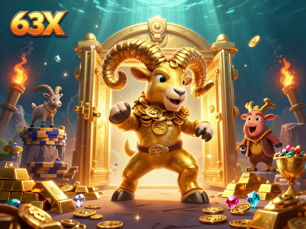 Entre no mundo do 63X com uma cena vibrante ilustrando um impacto de cassino cheio de ouro.