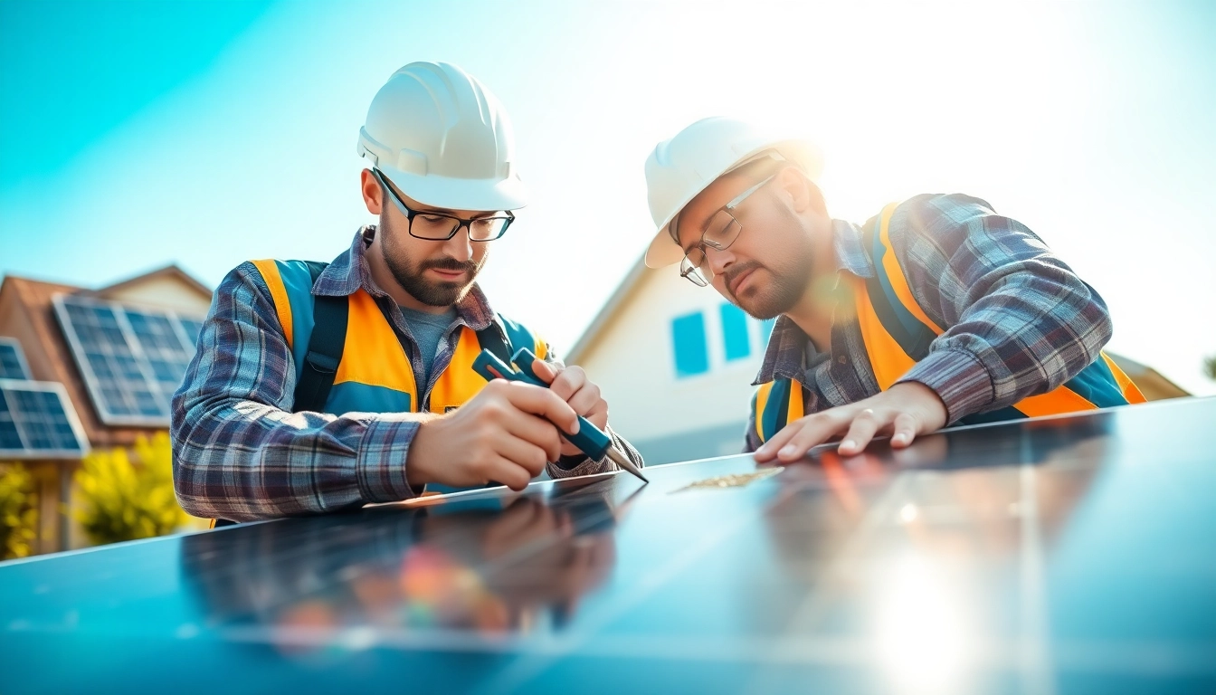 Technician performing solar panel repair, showcasing skill and expertise in bright outdoor setting.