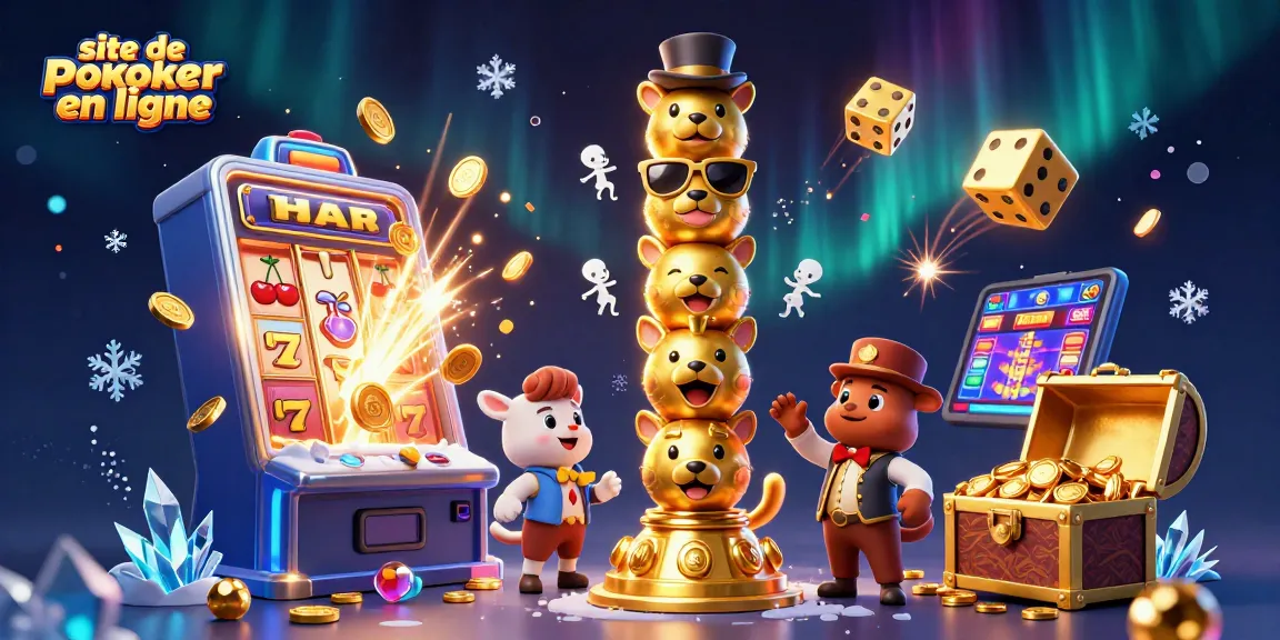 Gagnez sur le site de poker en ligne avec une illustration dynamique de jackpots et jeux captivants.