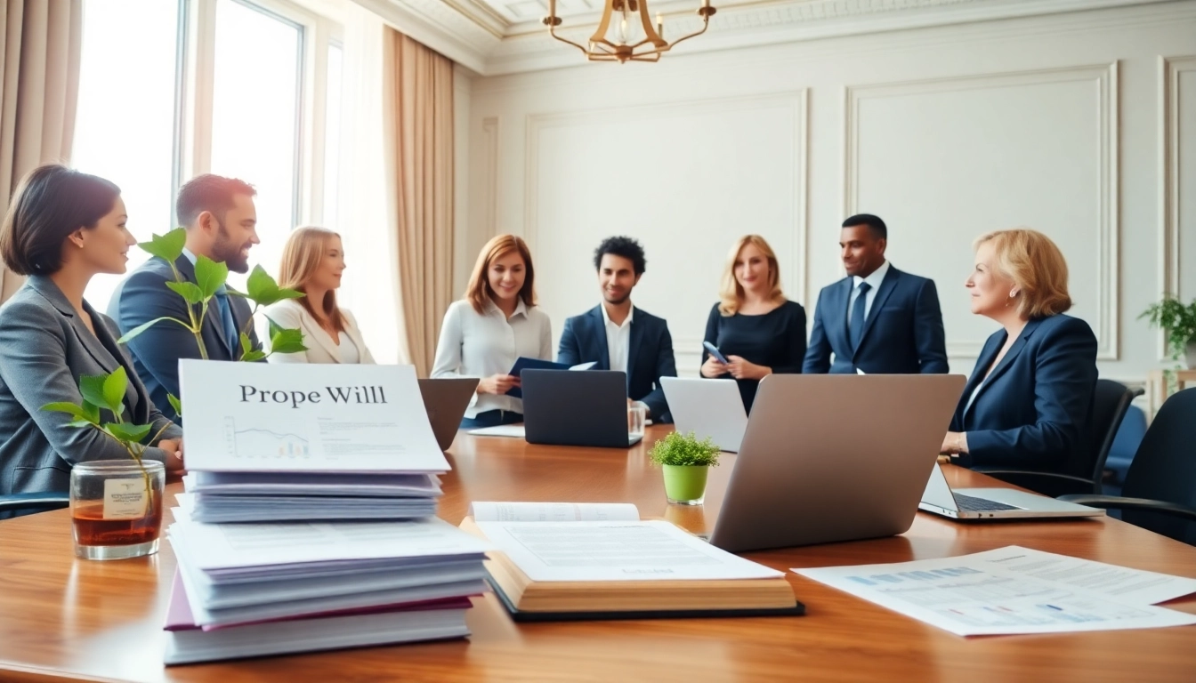 Discussing Probate processes in a professional office setting with legal documents.