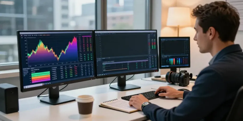 TradingView live market analysis in a dynamic trading workspace.