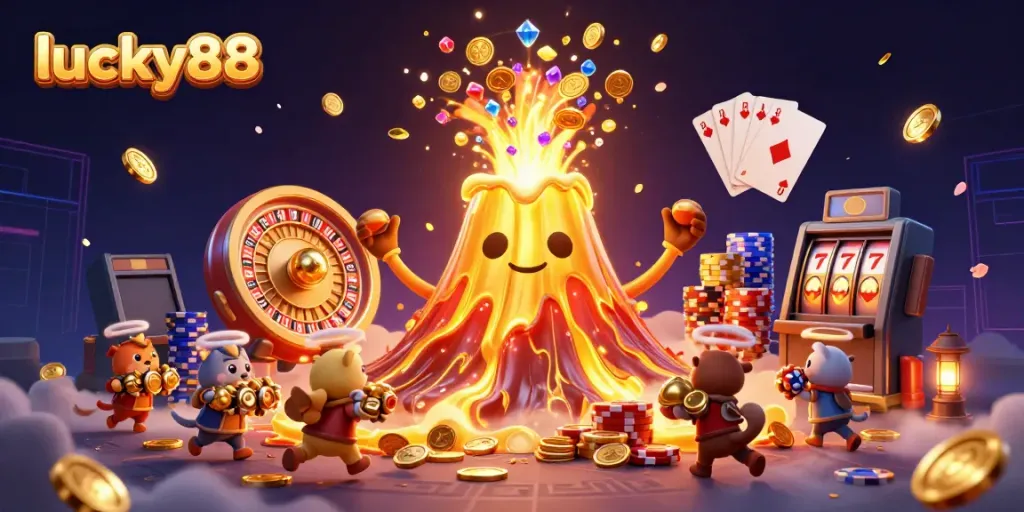 Experience the excitement of lucky88 with vibrant gaming elements and treasure in action.