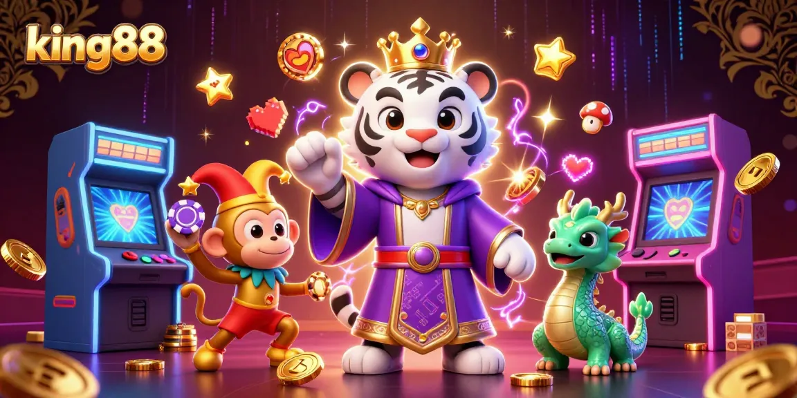 Experience thrilling wins at king88 with vibrant characters and casino gaming elements.