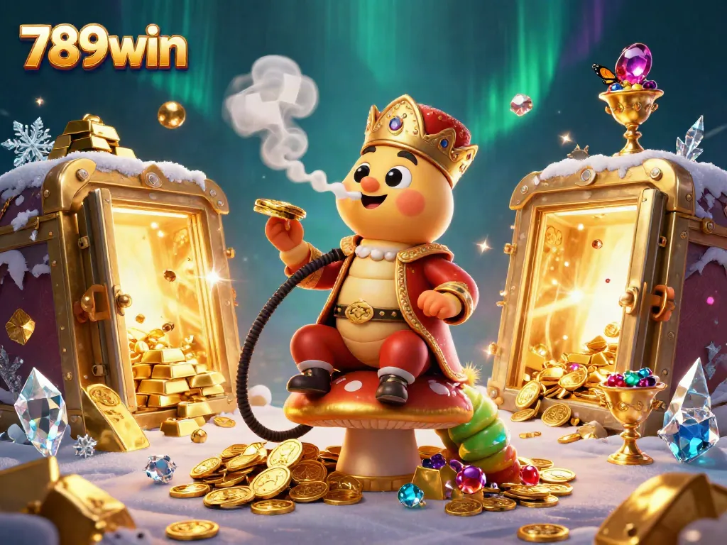 Engage with the vibrant world of 789win, showcasing a dynamic casino scene with enchanting characters and treasures.