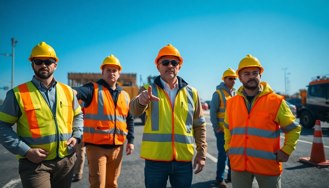 Illustration of work zone safety Colorado contractors directing traffic to enhance road safety.